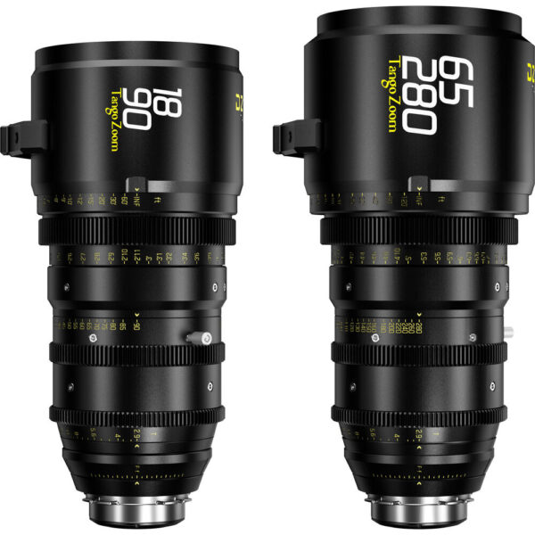 Lentes DZOFilm Tango 18-90mm T2.9 Parfocal e 65-280mm T2.9-4 S35 Parfocal