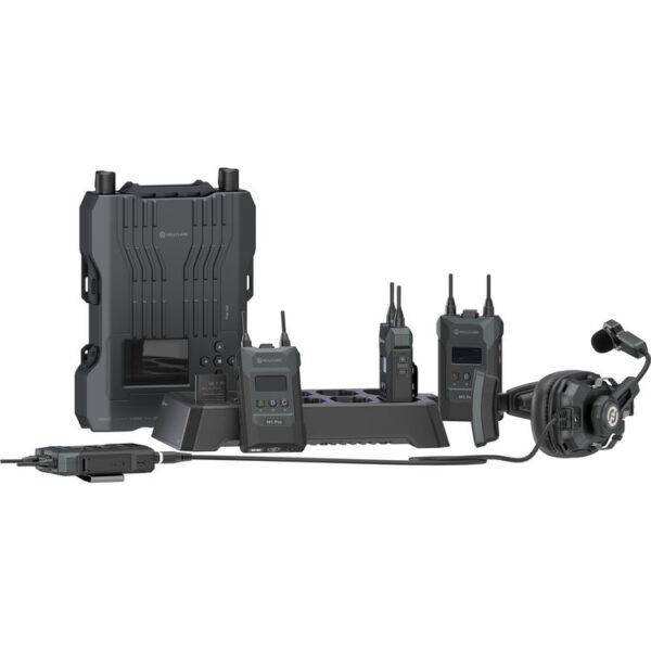 Hollyland Solidcom M1 Pro -Sistema de intercomunicação sem fio full-duplex com 4 Beltpacks e fones de ouvido duplos (1.9 GHz)