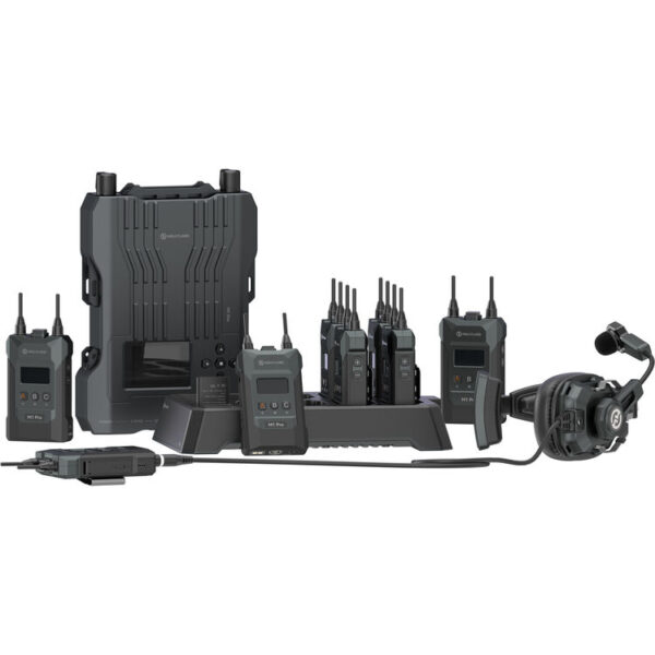 Hollyland Solidcom M1 Pro -Sistema Profissional de Intercomunicação Sem Fio Full-Duplex (8 Beltpacks + Fones de Ouvido Duplos) - 1,9 GHz